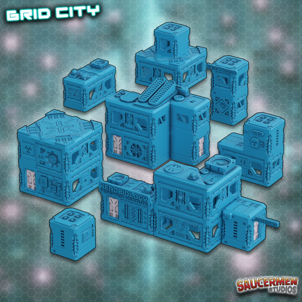 Grid City - Research Labs - Sci-Fi Grimdark Miniatures by Saucermen Studios, Wargame Scale 3D Printed