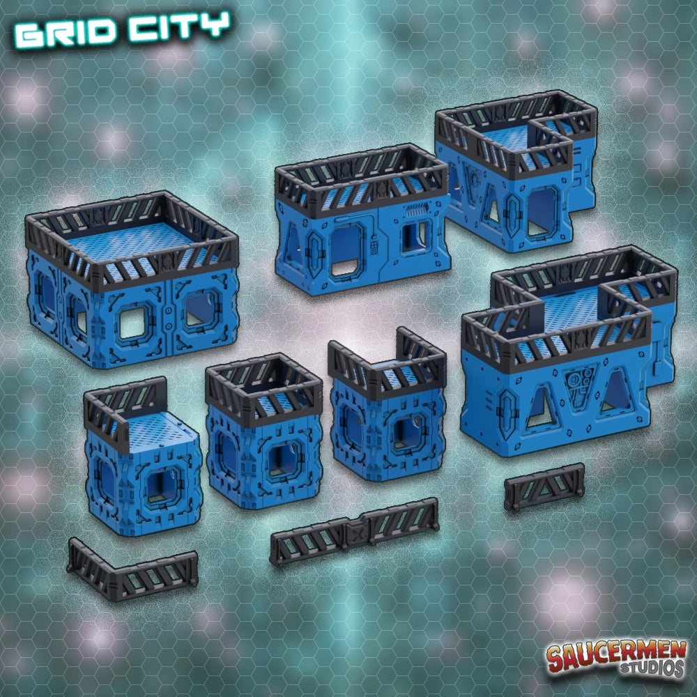 Grid City - Railings - Sci-Fi Grimdark Miniatures by Saucermen Studios, Wargame Scale 3D Printed - photo 2