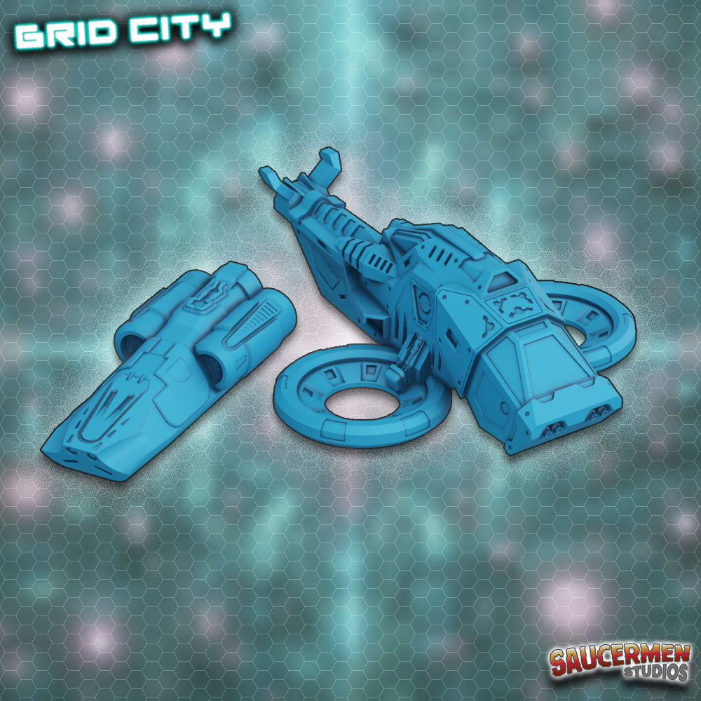 Grid City - Flying Vehicles - Sci-Fi Grimdark Miniatures by Saucermen Studios, Wargame Scale 3D Printed