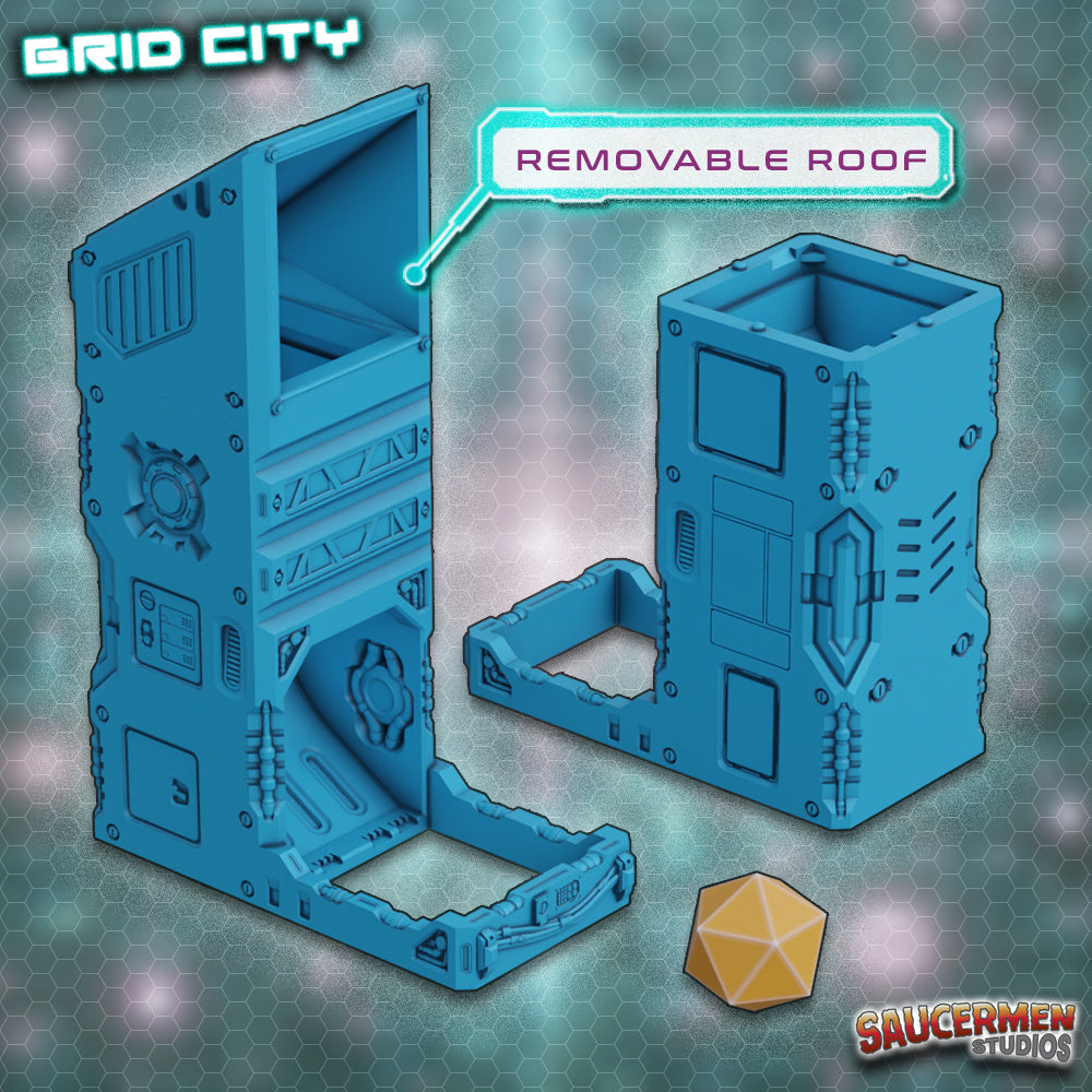 Grid City - Dice Tower - Sci-Fi Grimdark Miniatures by Saucermen Studios, Wargame Scale 3D Printed