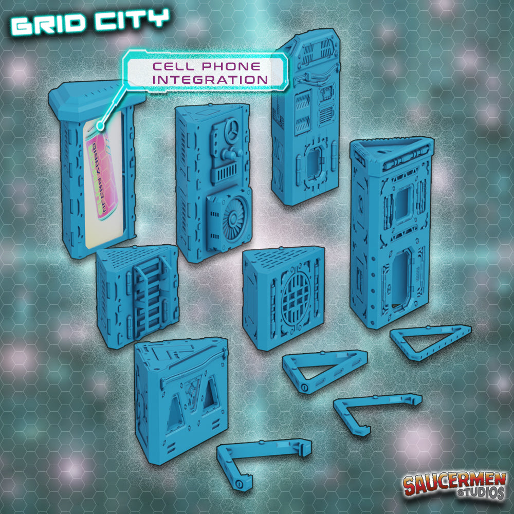 Grid City - Corner Blocks - Sci-Fi Grimdark Miniatures by Saucermen Studios, Wargame Scale 3D Printed