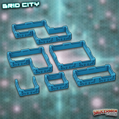 Grid City - Rooftop Barriers - Sci-Fi Grimdark Miniatures by Saucermen Studios, Wargame Scale 3D Printed