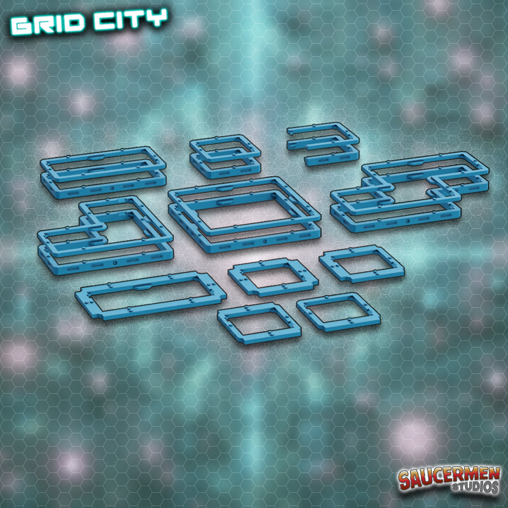 Grid City - Spacer & Expansion Rings - Sci-Fi Grimdark Miniatures by Saucermen Studios, Wargame Scale 3D Printed