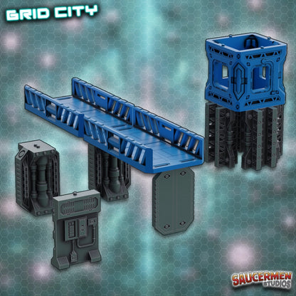 Grid City - Support Pillars - Sci-Fi Grimdark Miniatures by Saucermen Studios, Wargame Scale 3D Printed - photo 2
