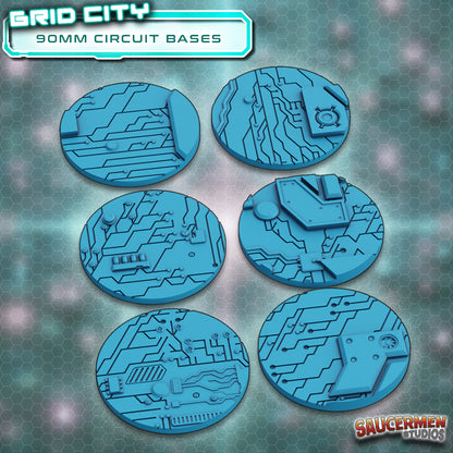 Grid City - Sci-fi Circuit Bases 25-90mm BUNDLE - Sci-Fi Grimdark Miniatures by Saucermen Studios, Wargame Scale 3D Printed - photo 5