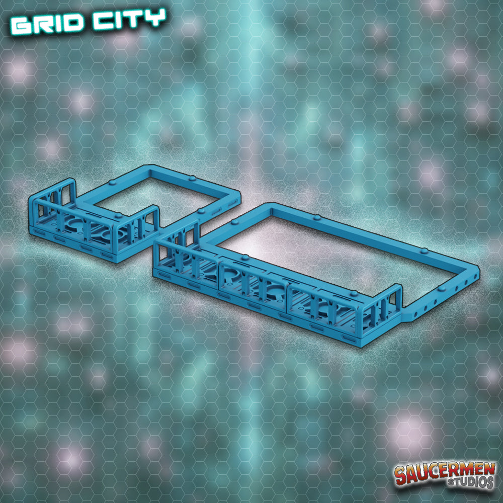 Grid City - Balconies - Sci-Fi Grimdark Miniatures by Saucermen Studios, Wargame Scale 3D Printed