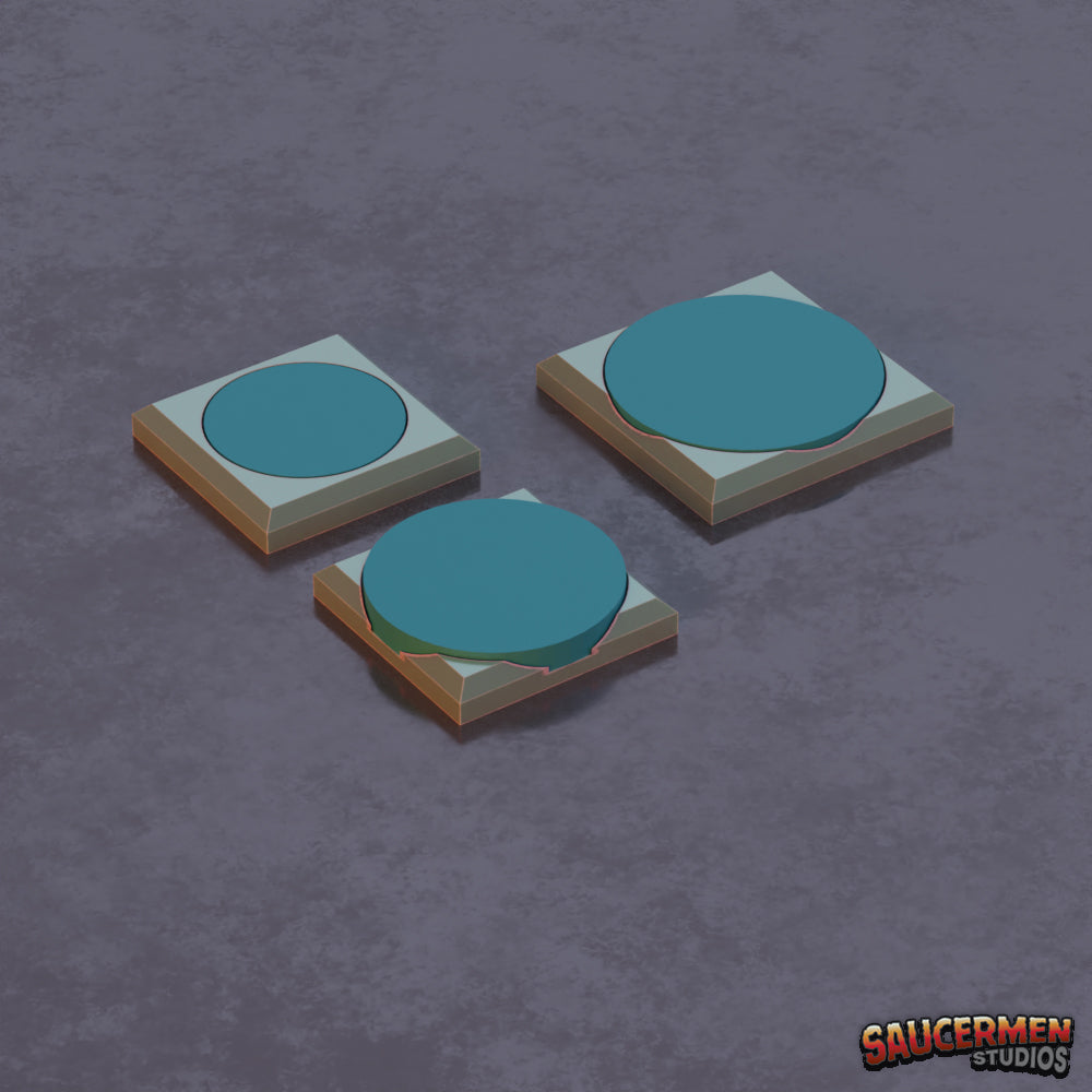 Round to Square Base Converters - Sci-Fi Grimdark Miniatures by Saucermen Studios, Wargame Scale 3D Printed - photo 2