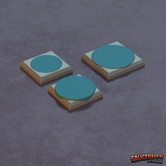 Round to Square Base Converters - Sci-Fi Grimdark Miniatures by Saucermen Studios, Wargame Scale 3D Printed - photo 2