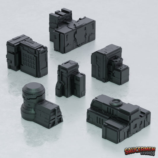 6mm Cyber City Buildings - Sci-Fi Grimdark Miniatures by Saucermen Studios, Wargame Scale 3D Printed