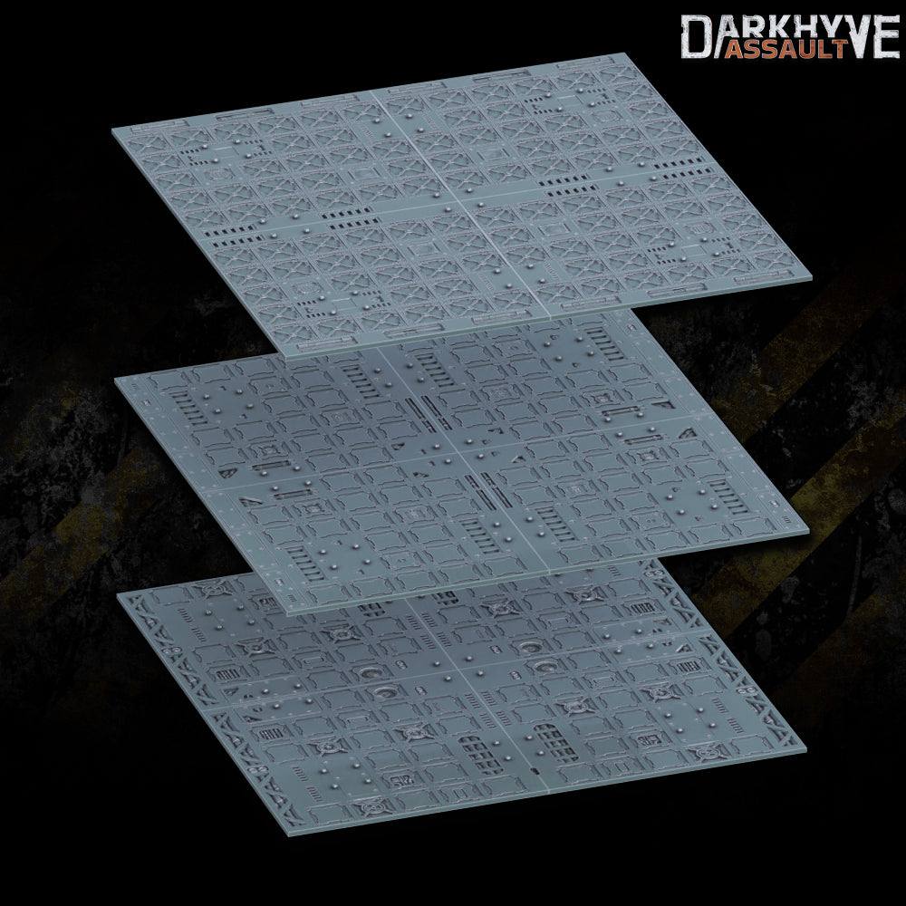 DarkHyve Assault - 6 inch Tiles Kit - Sci-Fi Grimdark Miniatures by Saucermen Studios, Wargame Scale 3D Printed
