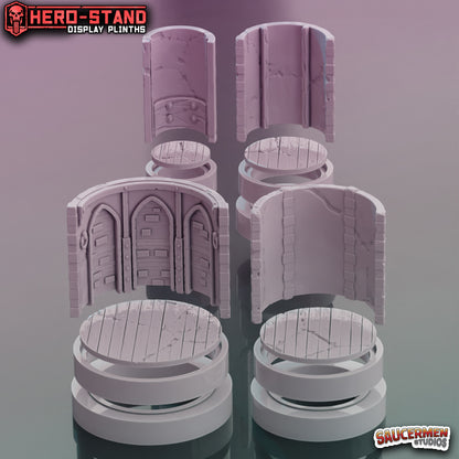 Hero-Stand Display Plinths – Township Cellars (Round) - Sci-Fi Grimdark Miniatures by Saucermen Studios, Wargame Scale 3D Printed - photo 2