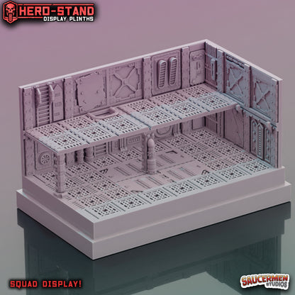 Hero-Stand Display Plinths – Gang Hideout (Squad Size) - Sci-Fi Grimdark Miniatures by Saucermen Studios, Wargame Scale 3D Printed