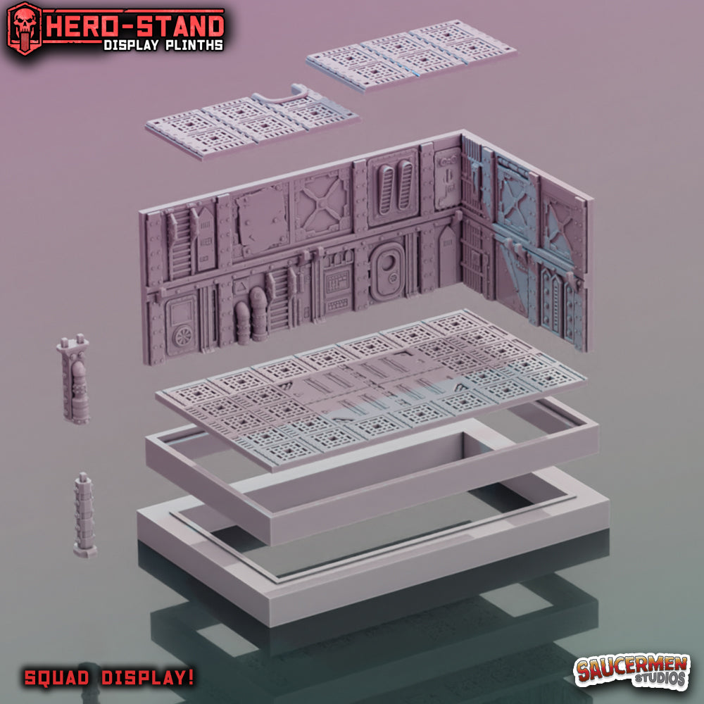 Hero-Stand Display Plinths – Gang Hideout (Squad Size) - Sci-Fi Grimdark Miniatures by Saucermen Studios, Wargame Scale 3D Printed - photo 3