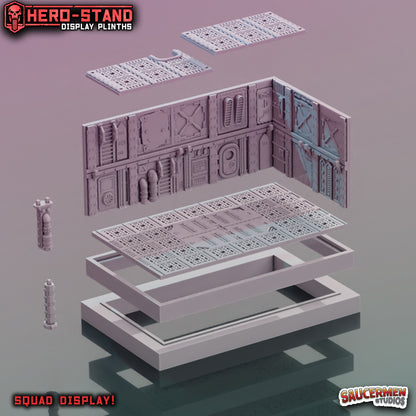 Hero-Stand Display Plinths – Gang Hideout (Squad Size) - Sci-Fi Grimdark Miniatures by Saucermen Studios, Wargame Scale 3D Printed - photo 3