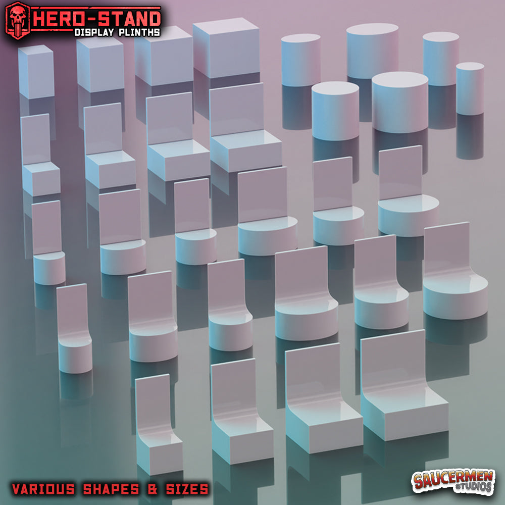 Freestanding Display Plinth BUNDLE - Sci-Fi Grimdark Miniatures by Saucermen Studios, Wargame Scale 3D Printed