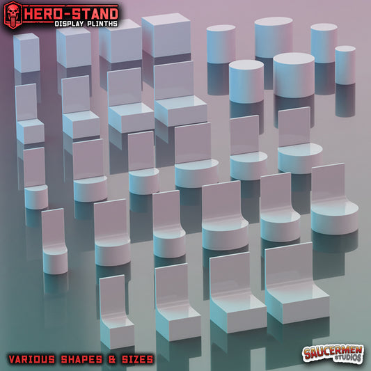 Freestanding Display Plinth BUNDLE - Sci-Fi Grimdark Miniatures by Saucermen Studios, Wargame Scale 3D Printed