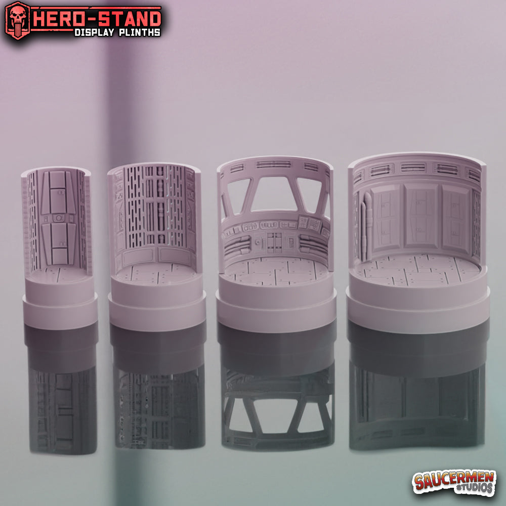 Hero-Stand Display Plinths – Galactic Destroyer (Round) - Sci-Fi Grimdark Miniatures by Saucermen Studios, Wargame Scale 3D Printed