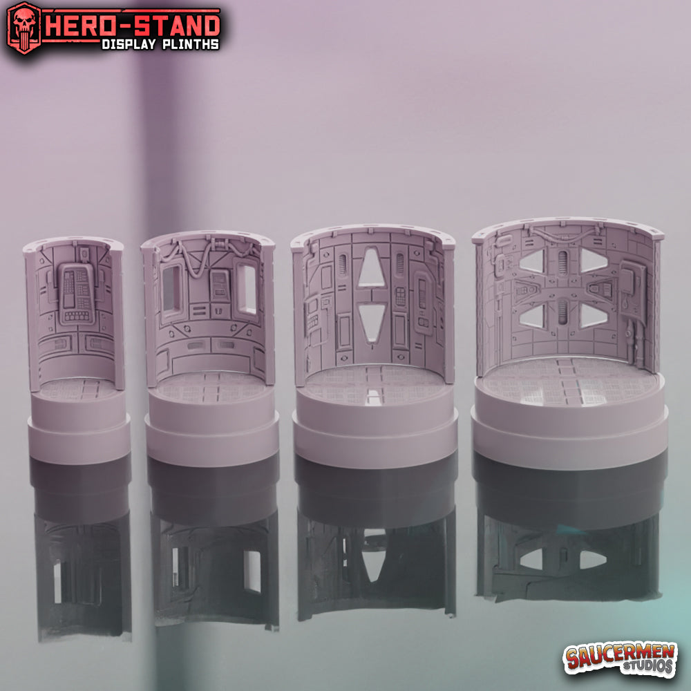 Hero-Stand Display Plinths – Starcruiser (Round) - Sci-Fi Grimdark Miniatures by Saucermen Studios, Wargame Scale 3D Printed