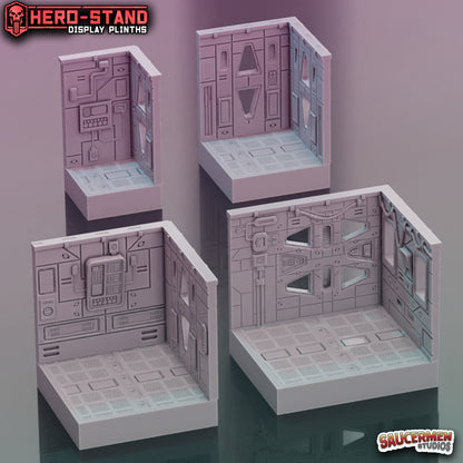Hero-Stand Display Plinths – Starcruiser (Square) - Sci-Fi Grimdark Miniatures by Saucermen Studios, Wargame Scale 3D Printed