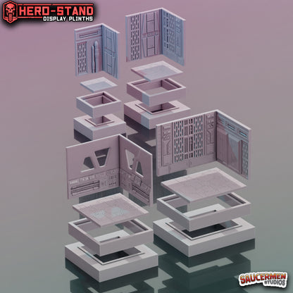 Hero-Stand Display Plinths – Galactic Destroyer (Square) - Sci-Fi Grimdark Miniatures by Saucermen Studios, Wargame Scale 3D Printed - photo 2