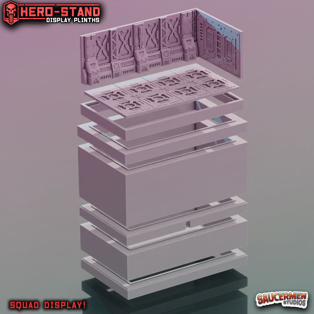 Hero-Stand Display Plinths – Gothic Hulk Ship (Squad Size) - Sci-Fi Grimdark Miniatures by Saucermen Studios, Wargame Scale 3D Printed - photo 2