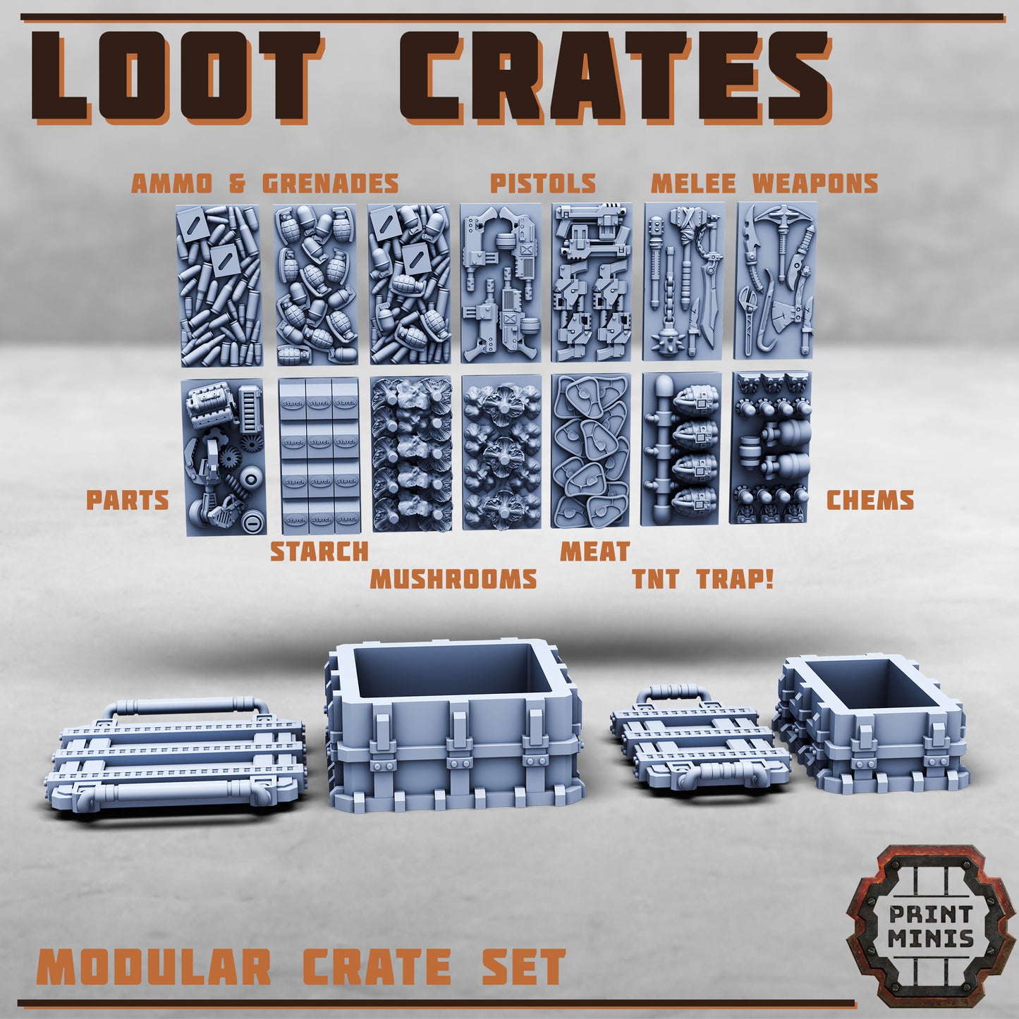 Loot Crates x14, Sci-Fi Grimdark Terrain by STATIONFORGE