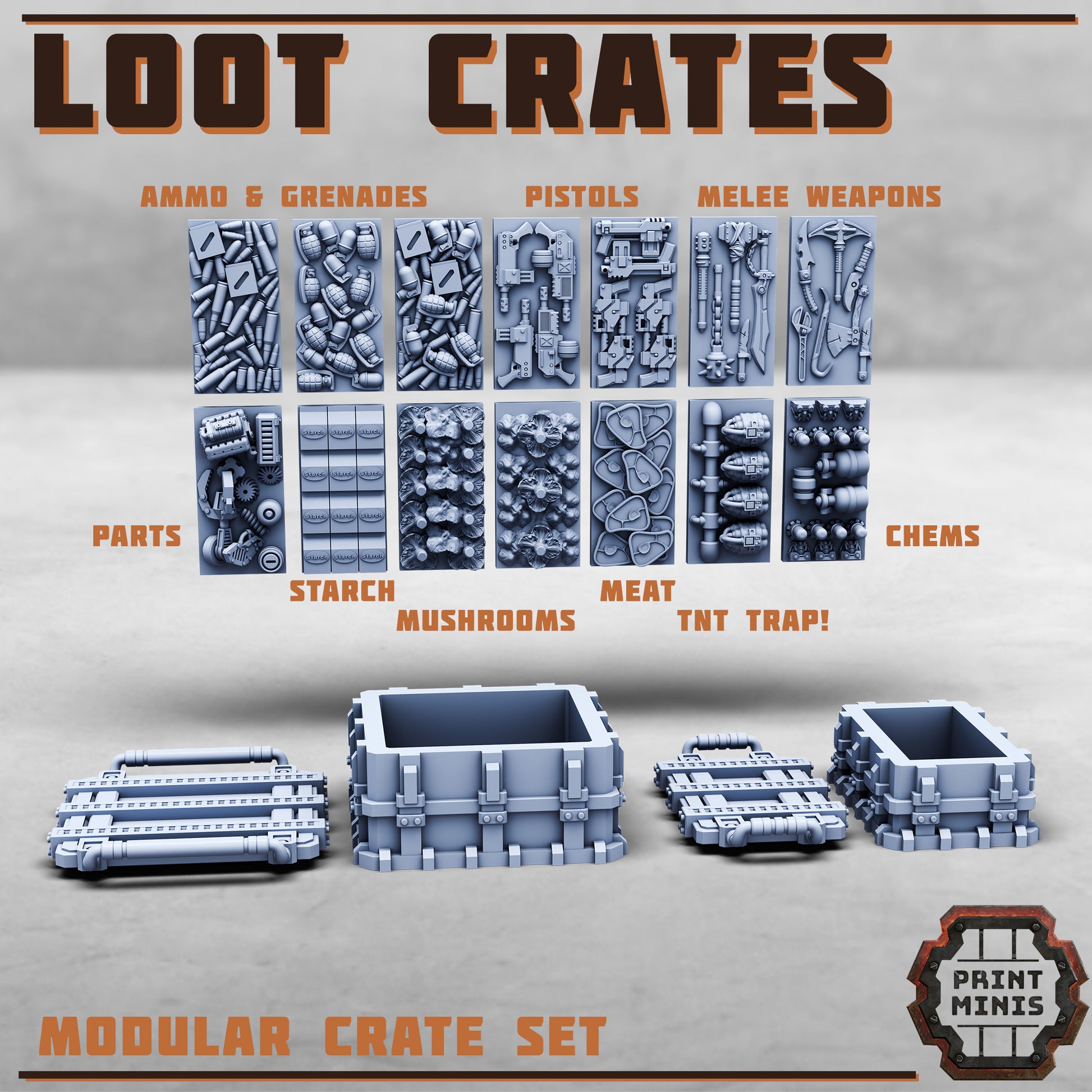 Loot Crates x14, Sci-Fi Grimdark Terrain by STATIONFORGE
