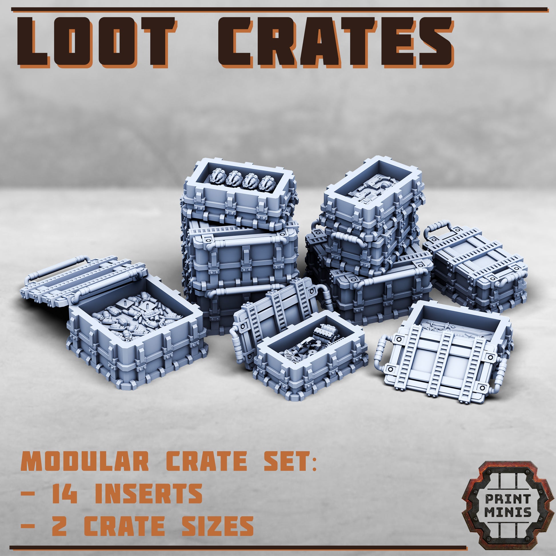 Loot Crates x14, Sci-Fi Grimdark Terrain by STATIONFORGE