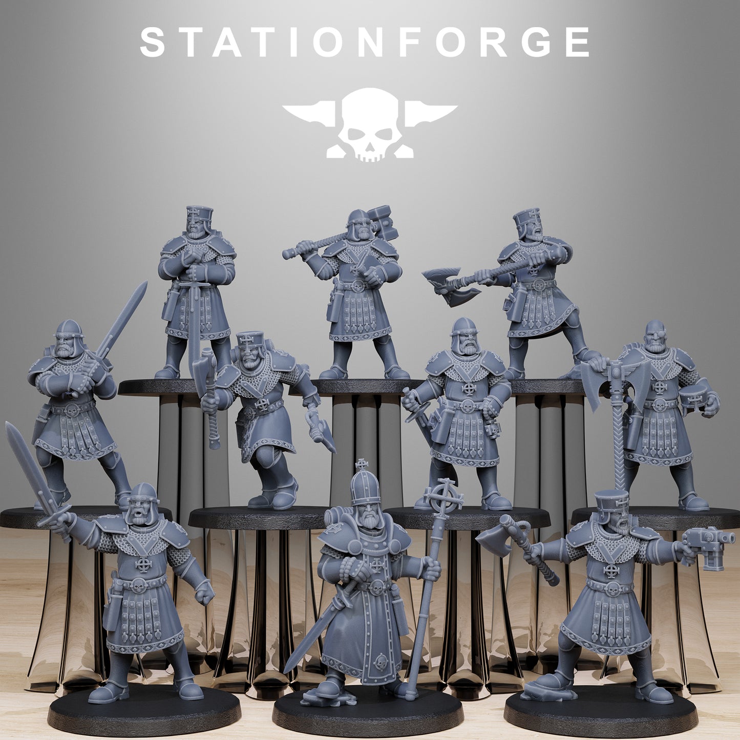 Vodalites Melee Infantry, Modular Sci-Fi Miniatures by STATIONFORGE, Grimdark Wargames Proxy