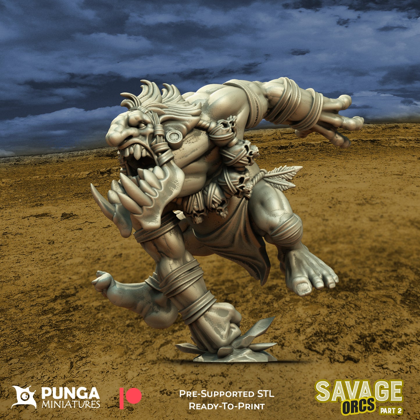 Savage Troll by Punga Miniatures - Wargame Scale 3D Printed Miniature