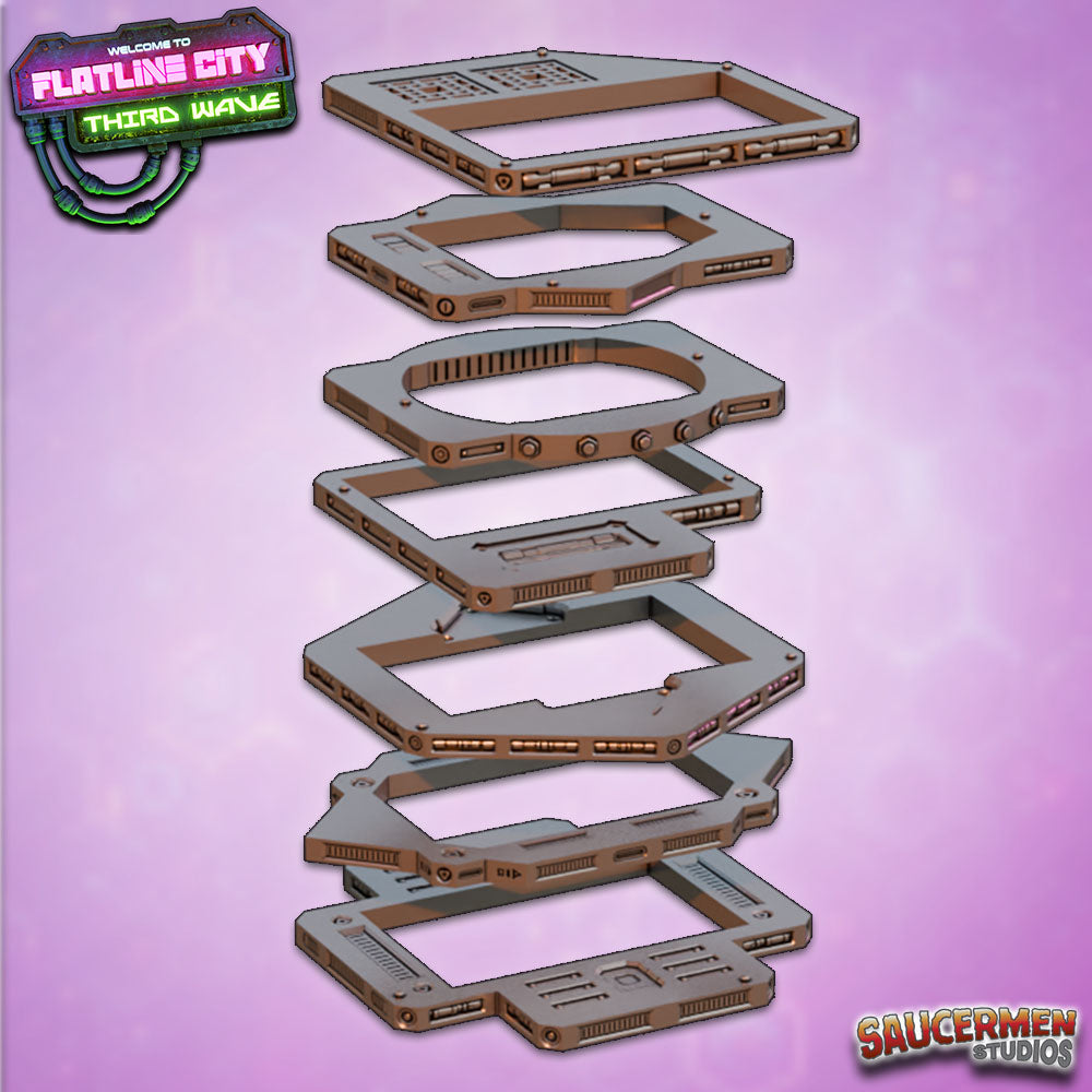 Flatline City: Third Wave - Shape Converters (Standard to All) - Sci-Fi Grimdark Miniatures by Saucermen Studios, Wargame Scale 3D Printed