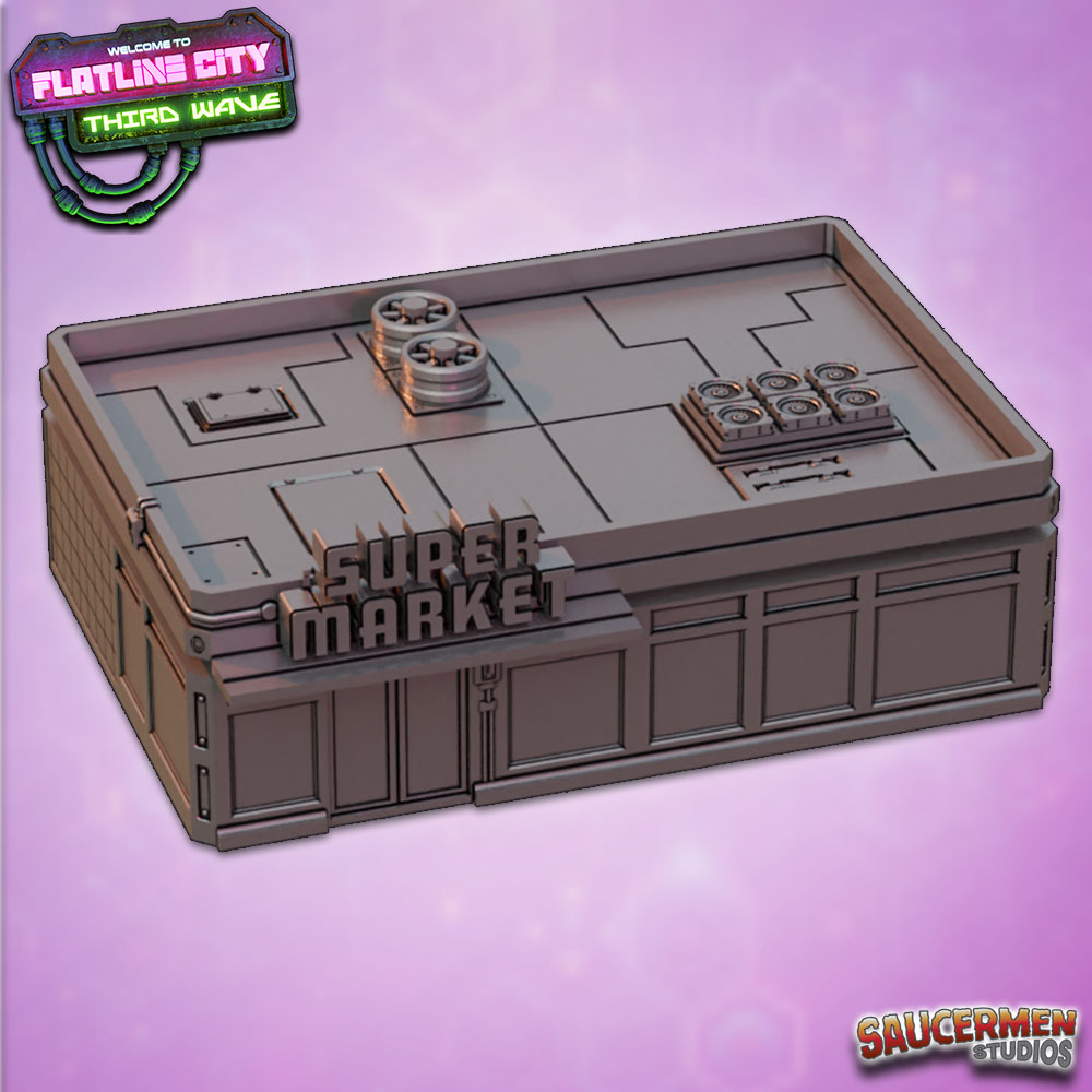 Flatline City: Third Wave - Supermarket - Sci-Fi Grimdark Miniatures by Saucermen Studios, Wargame Scale 3D Printed