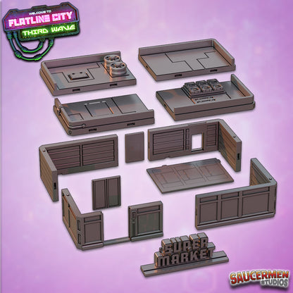 Flatline City: Third Wave - Supermarket - Sci-Fi Grimdark Miniatures by Saucermen Studios, Wargame Scale 3D Printed - photo 2