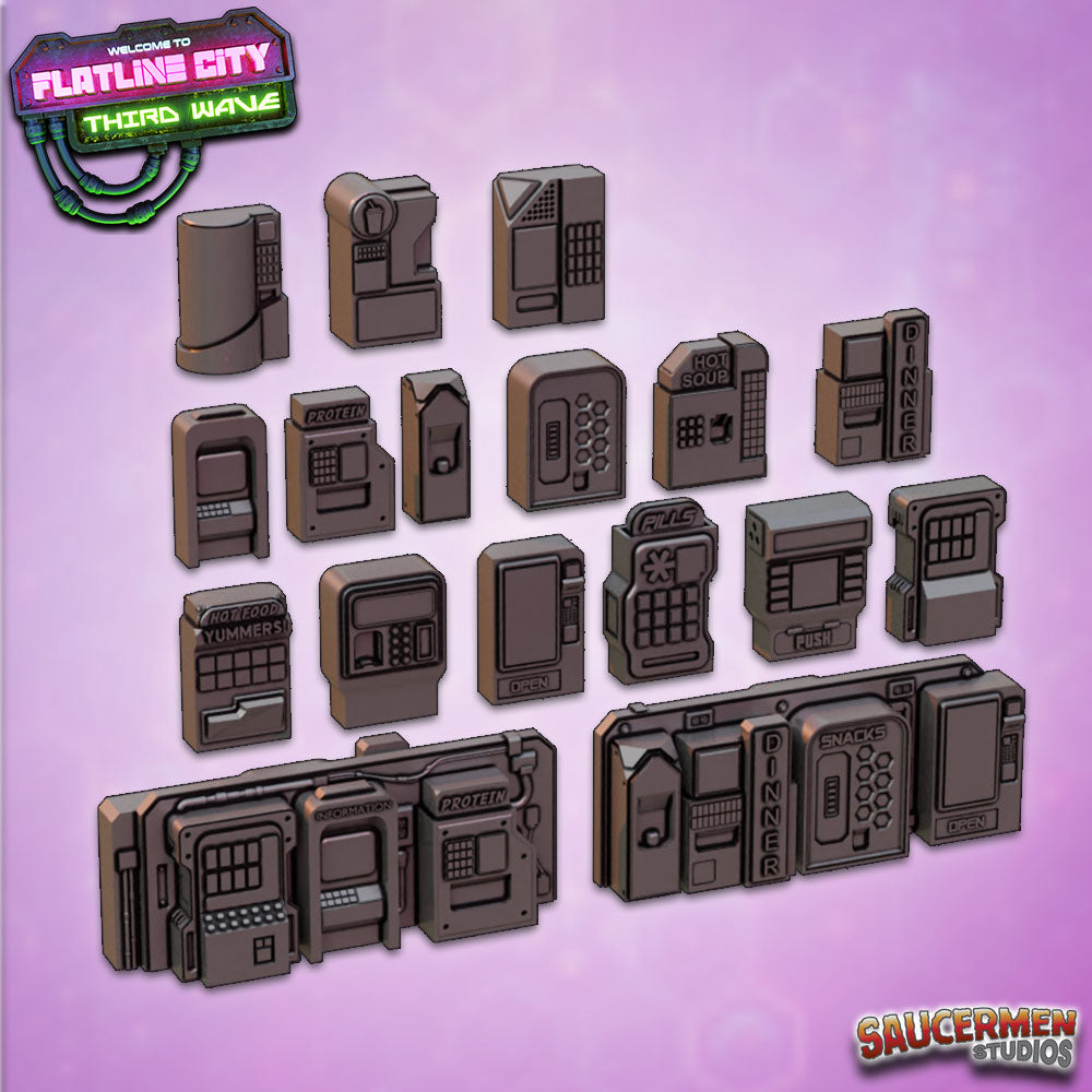Flatline City: Third Wave - Vending Machines - Sci-Fi Grimdark Miniatures by Saucermen Studios, Wargame Scale 3D Printed