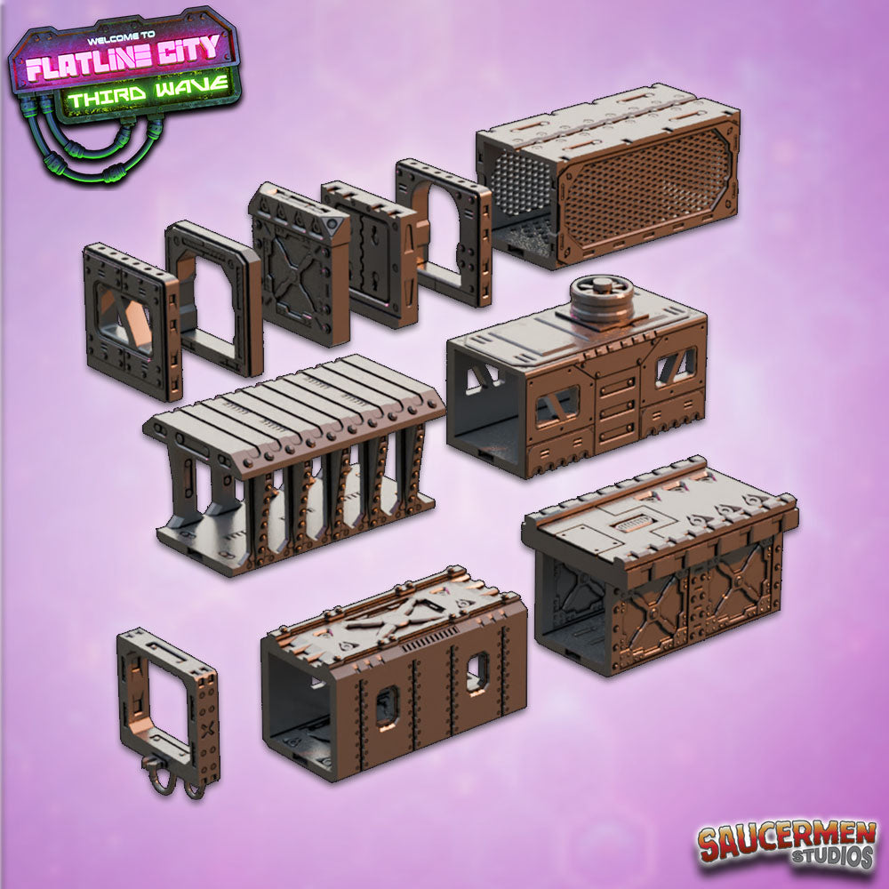Flatline City: Third Wave - Skybridges - Sci-Fi Grimdark Miniatures by Saucermen Studios, Wargame Scale 3D Printed