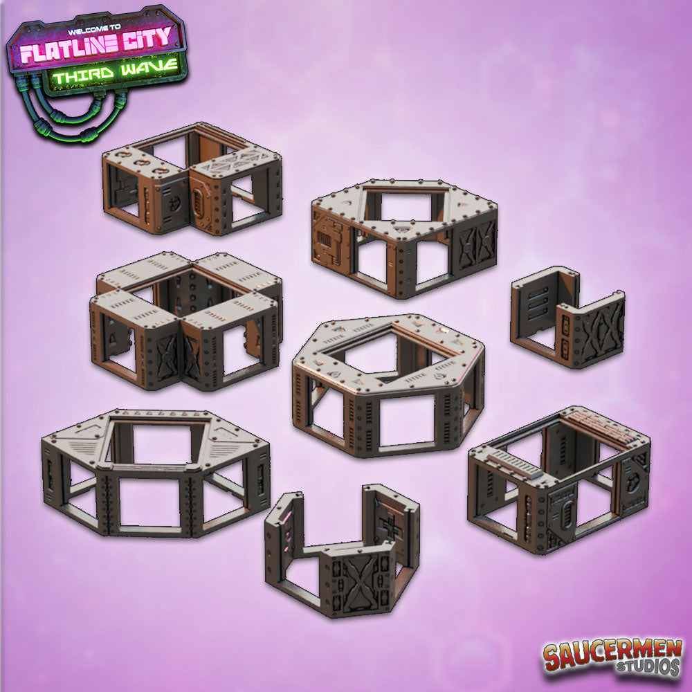 Flatline City: Third Wave - Zectonium Prison Mines Integration Kit - Sci-Fi Grimdark Miniatures by Saucermen Studios, Wargame Scale 3D Printed