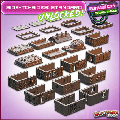 Flatline City: Third Wave - Side-to-Side Buildings - Sci-Fi Grimdark Miniatures by Saucermen Studios, Wargame Scale 3D Printed - photo 2