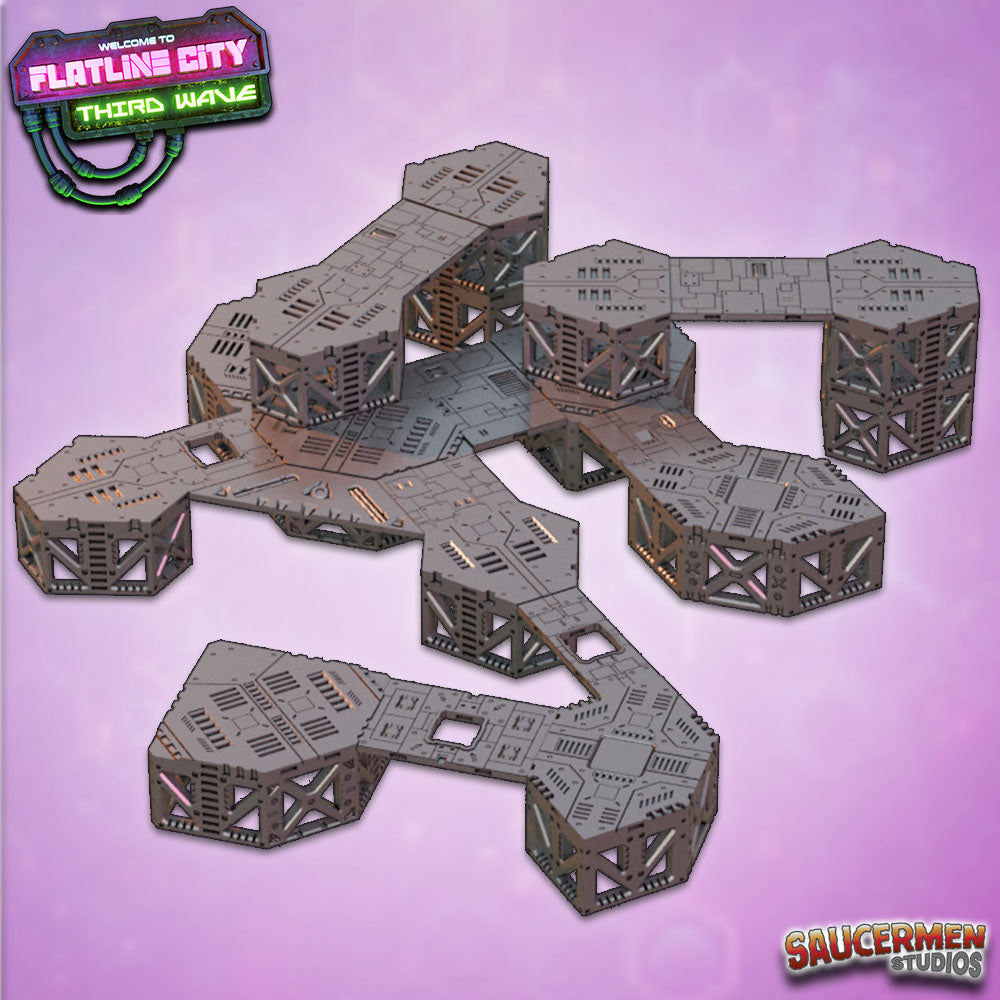Flatline City: Third Wave - Gantries - Sci-Fi Grimdark Miniatures by Saucermen Studios, Wargame Scale 3D Printed