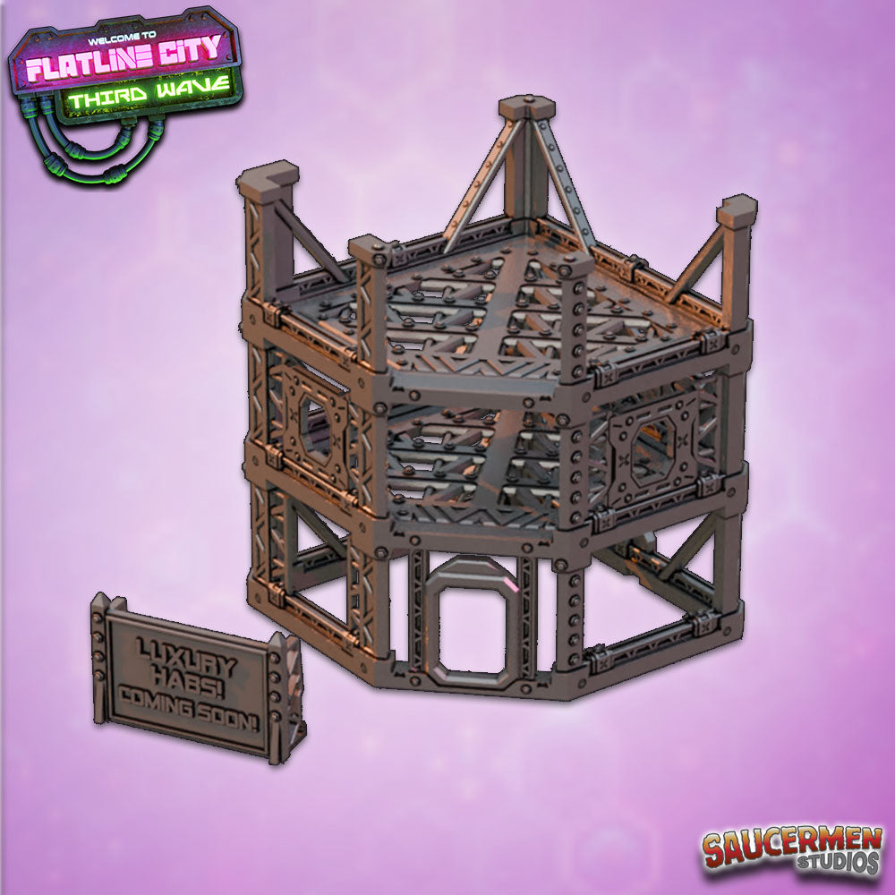 Flatline City: Third Wave - Construction Site - Sci-Fi Grimdark Miniatures by Saucermen Studios, Wargame Scale 3D Printed