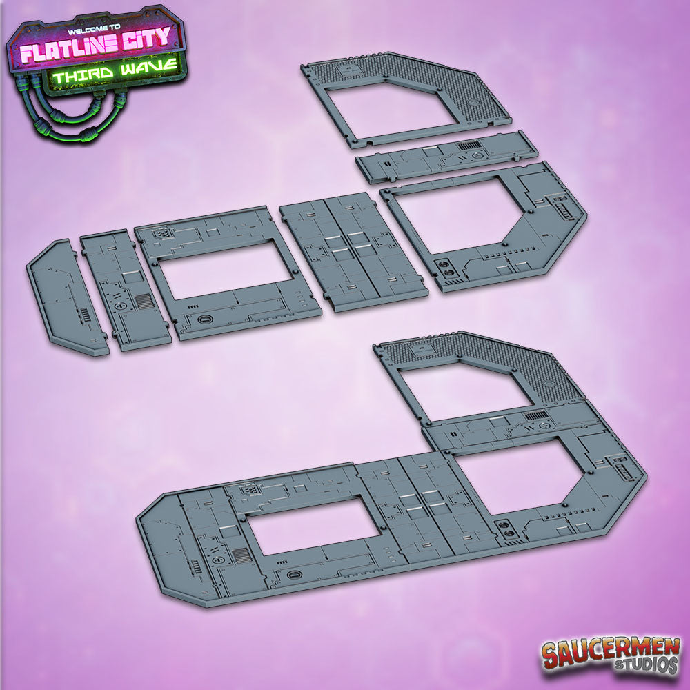 Flatline City: Third Wave - Modular Sidewalks - Sci-Fi Grimdark Miniatures by Saucermen Studios, Wargame Scale 3D Printed - photo 3