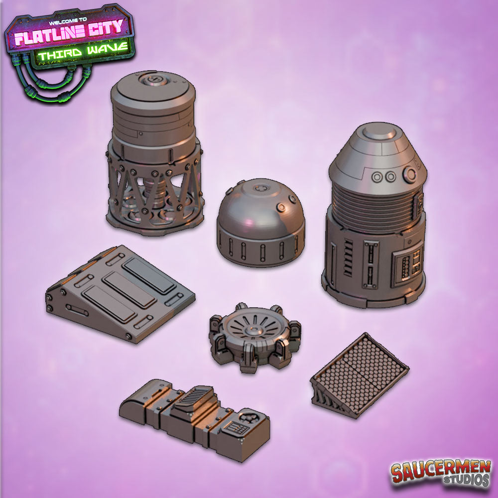 Flatline City: Third Wave - Rooftop Scatter - Sci-Fi Grimdark Miniatures by Saucermen Studios, Wargame Scale 3D Printed