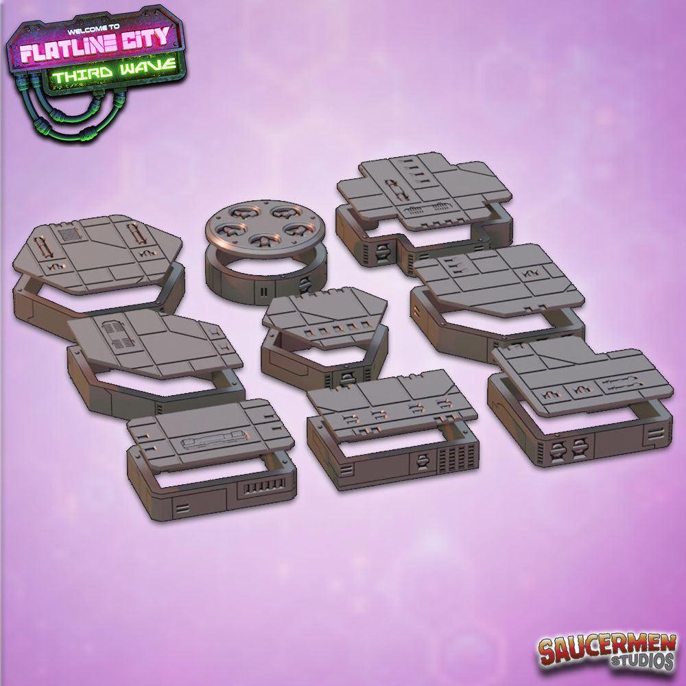 Flatline City: Third Wave - Half Height Risers - Sci-Fi Grimdark Miniatures by Saucermen Studios, Wargame Scale 3D Printed - photo 2