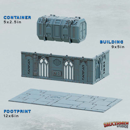 40K Tournament Terrain - Gothic Ruins & Buildings - Sci-Fi Grimdark Miniatures by Saucermen Studios, Wargame Scale 3D Printed - photo 2