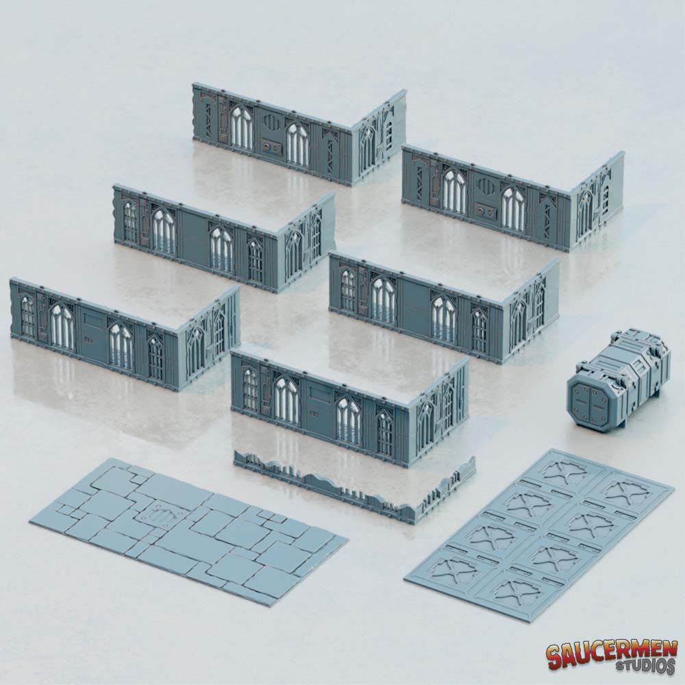 40K Tournament Terrain - Gothic Ruins & Buildings - Sci-Fi Grimdark Miniatures by Saucermen Studios, Wargame Scale 3D Printed - photo 3