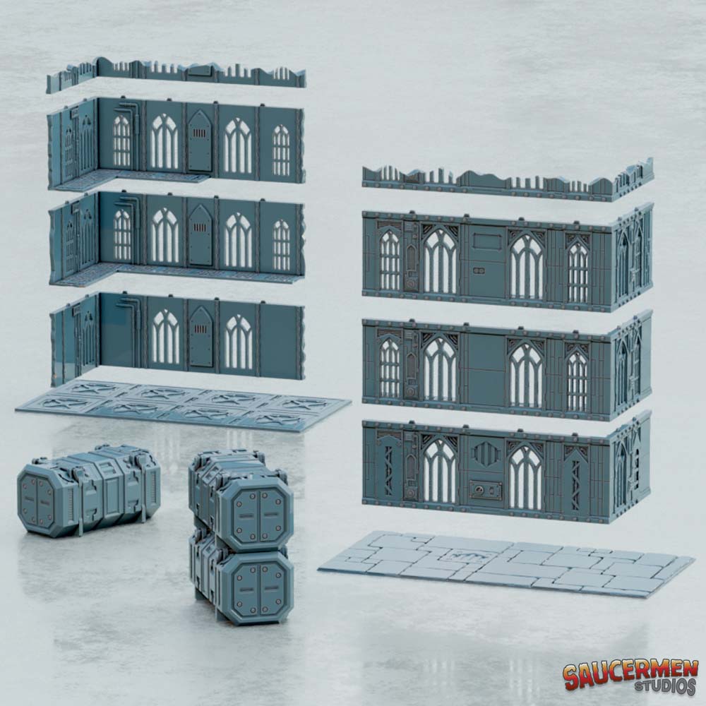 40K Tournament Terrain - Gothic Ruins & Buildings - Sci-Fi Grimdark Miniatures by Saucermen Studios, Wargame Scale 3D Printed - photo 4
