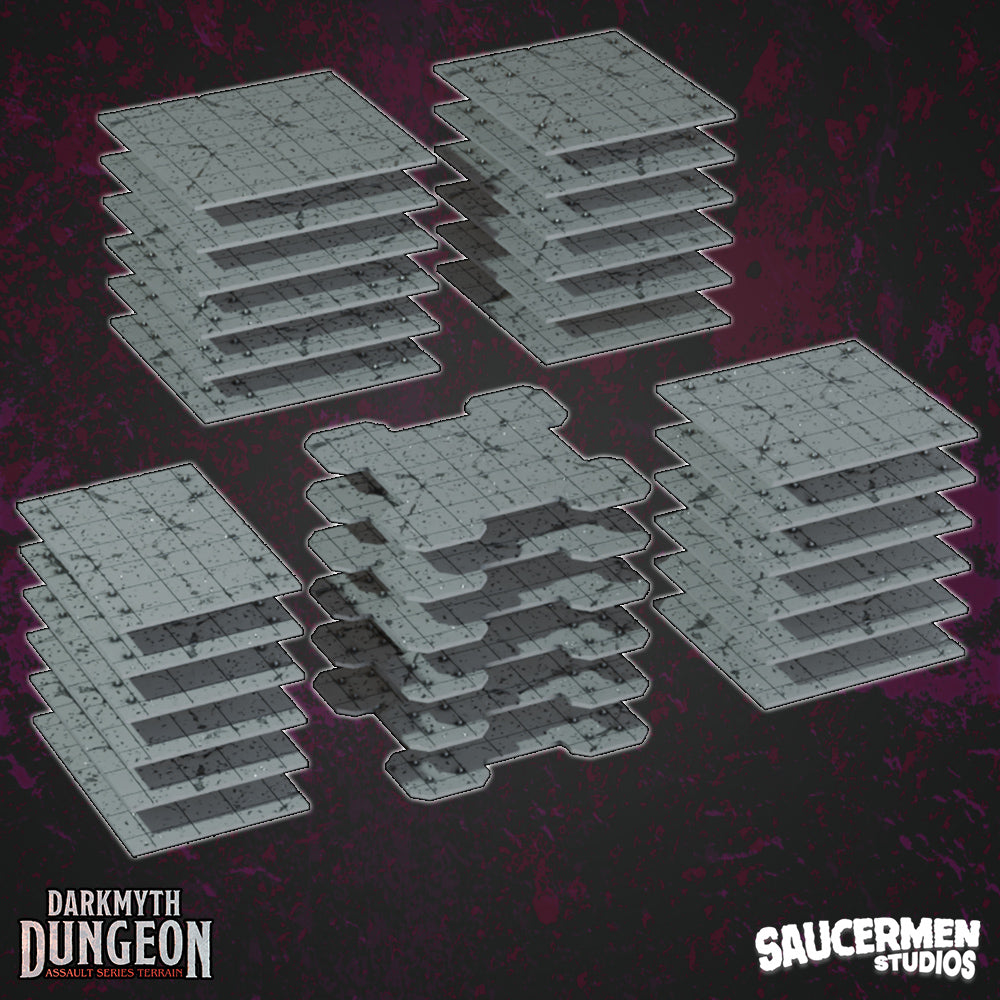 DarkMyth Dungeon - Floor & Platform Upgrades - Sci-Fi Grimdark Miniatures by Saucermen Studios, Wargame Scale 3D Printed