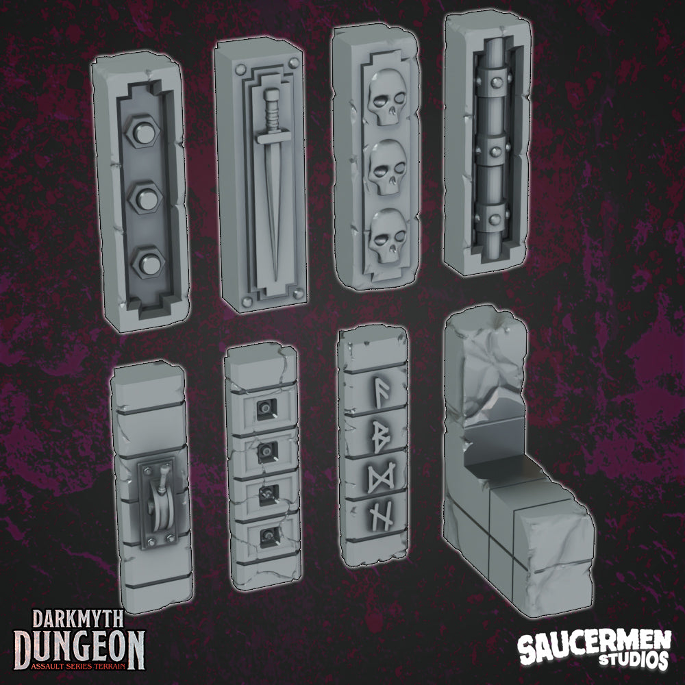 DarkMyth Dungeon - Junction Insert - Pack One - Sci-Fi Grimdark Miniatures by Saucermen Studios, Wargame Scale 3D Printed