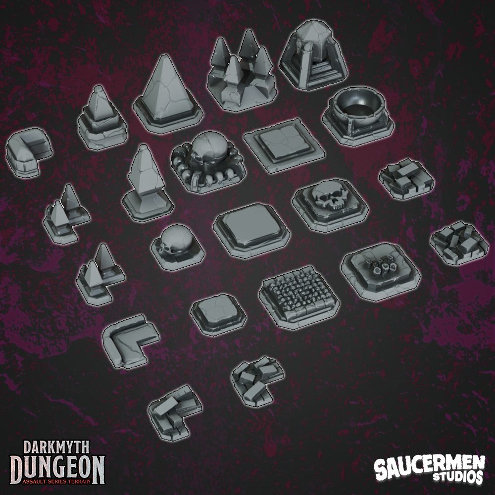 DarkMyth Dungeon - Junction Toppers - Pack One - Sci-Fi Grimdark Miniatures by Saucermen Studios, Wargame Scale 3D Printed