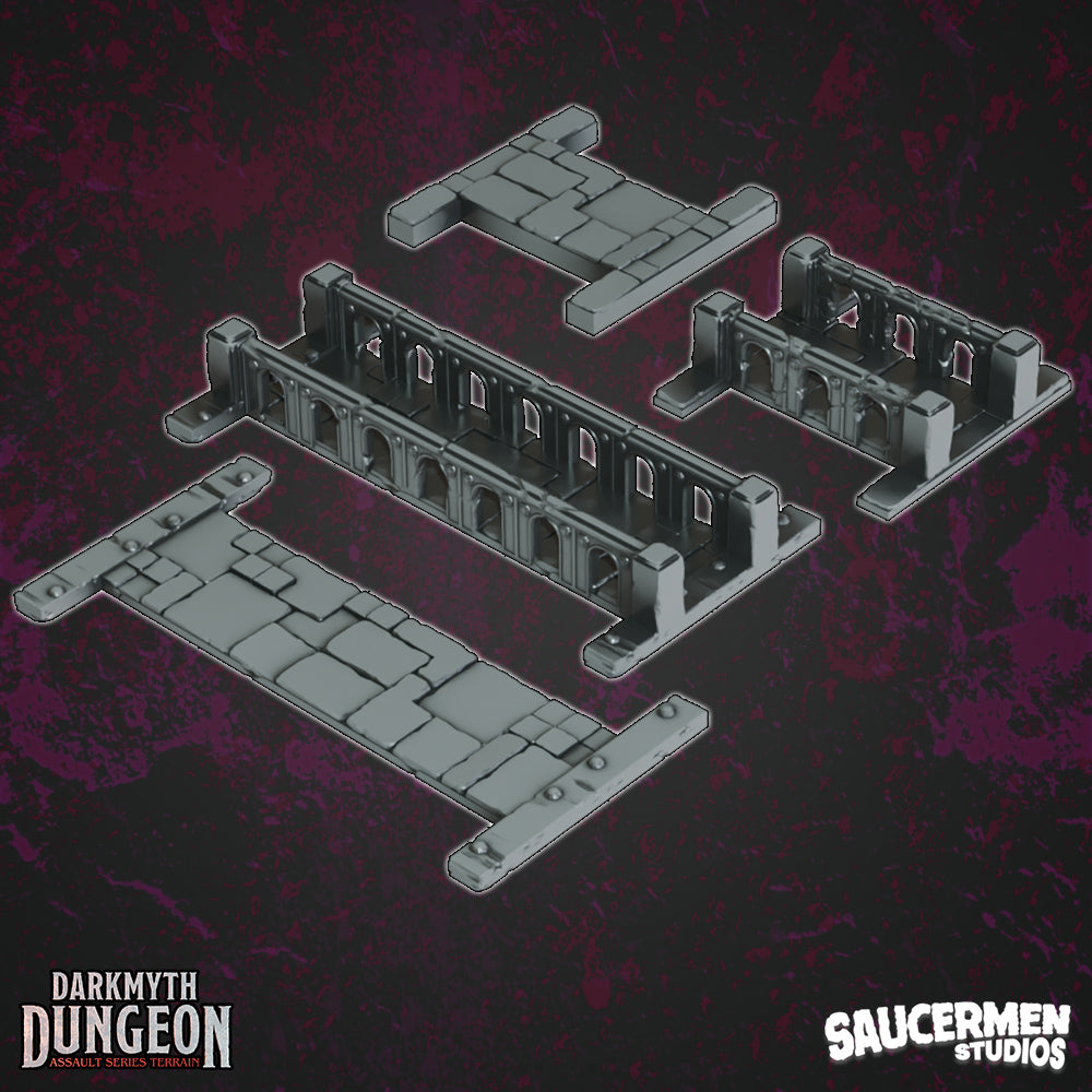 DarkMyth Dungeon - Bridges & Gantries - Sci-Fi Grimdark Miniatures by Saucermen Studios, Wargame Scale 3D Printed