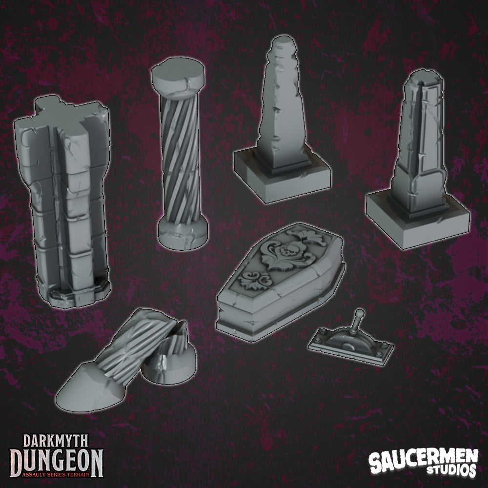 DarkMyth Dungeon - Scatter - Dungeon Pack One - Sci-Fi Grimdark Miniatures by Saucermen Studios, Wargame Scale 3D Printed